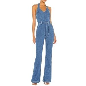 Paige Vivianna Halter Jumpsuit Jean in Dreamy NWT Size 23 NWT
